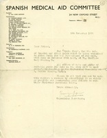 EVT-SPAIN-4-9-9.jpg; EVT/SPAIN/4/9/9; Spanish Civil War: Spanish Medical Aid Committee circular, 9 Nov 1938;